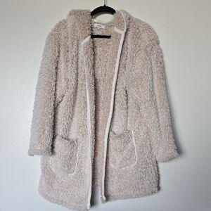 Kensie Cream Teddy Jacket with Hood